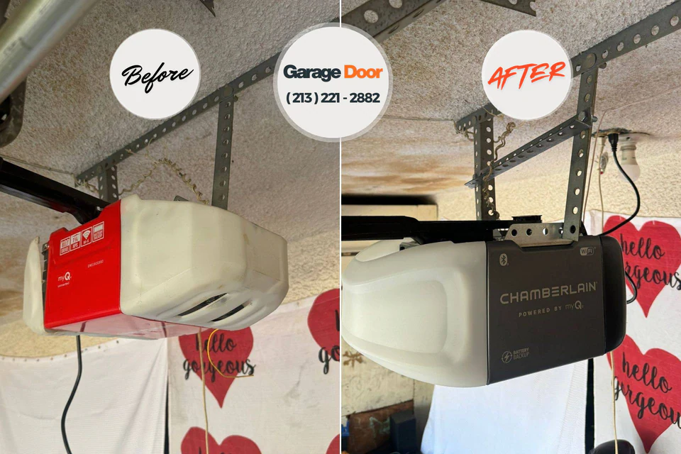 Before and after: garage door repair Greenville, RI